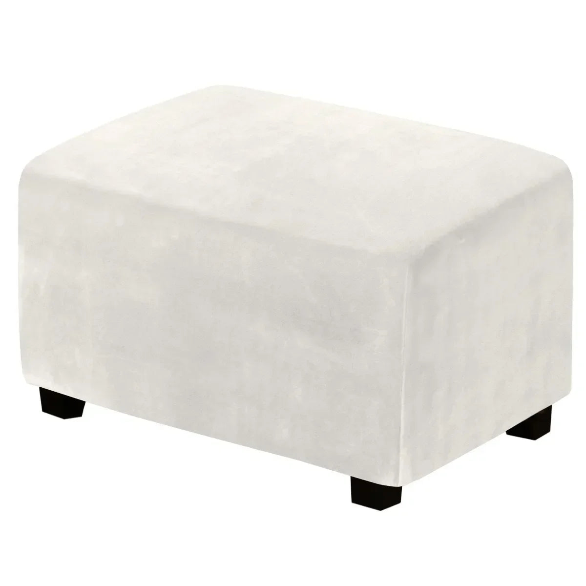 1 Housse de Tabouret Bas Rectangulaire en Velours Élastique, Épaisse et Ultra Douce, Antidérapante et Lavable, Protection de Meuble