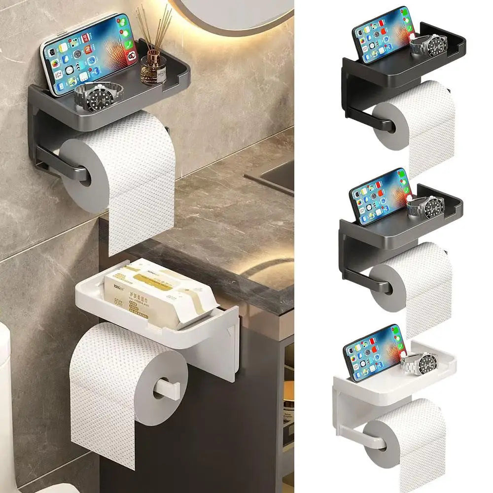 Bathroom Tissue Box Shelf Storage Household Storage Bathroom Toilet Paper Rack Toilet Organizer No-Drill Wall-Mounted Tissue Box