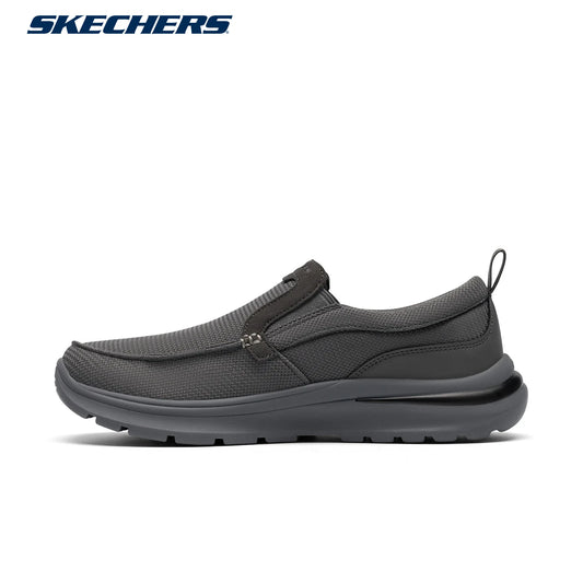 Skechers Men Casual Business Shoes Mens Outdoor Antiskid Loafers Round Toe Soft Lightweight Bottom Driving Wrok Shoes Arch Fit