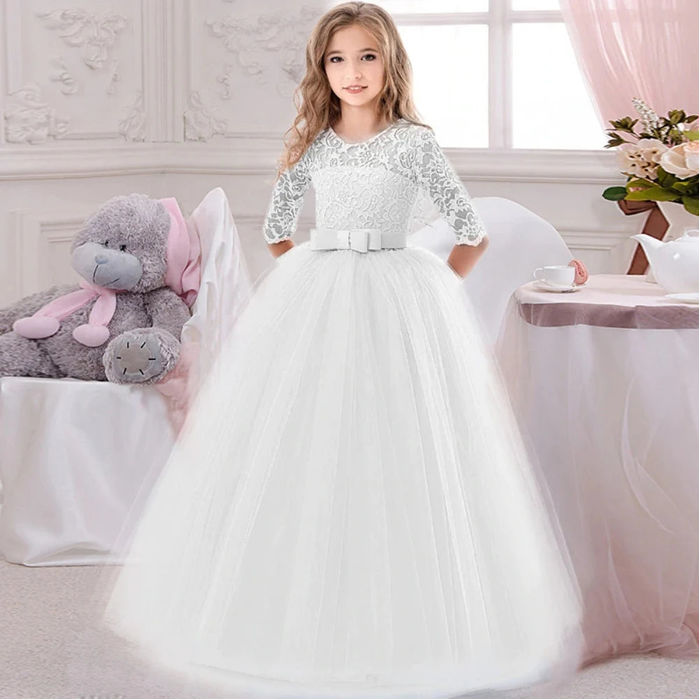 Robes de baptême, de demoiselle d'honneur, de fête pour filles, élégantes robes de princesse en tulle pour mariage, anniversaire, première communion, robes de bal