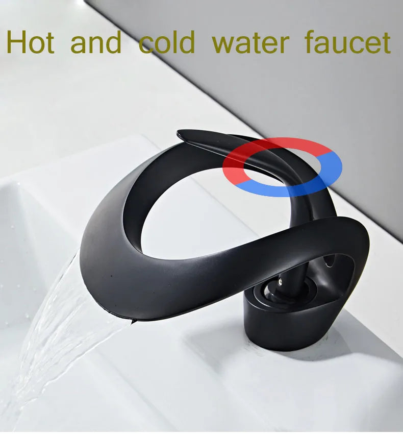 Robinet de lavabo doré/blanc, robinet de salle de bain noir, mitigeur de lavabo créatif en laiton gris, robinet de lavabo cascade chaud et froid