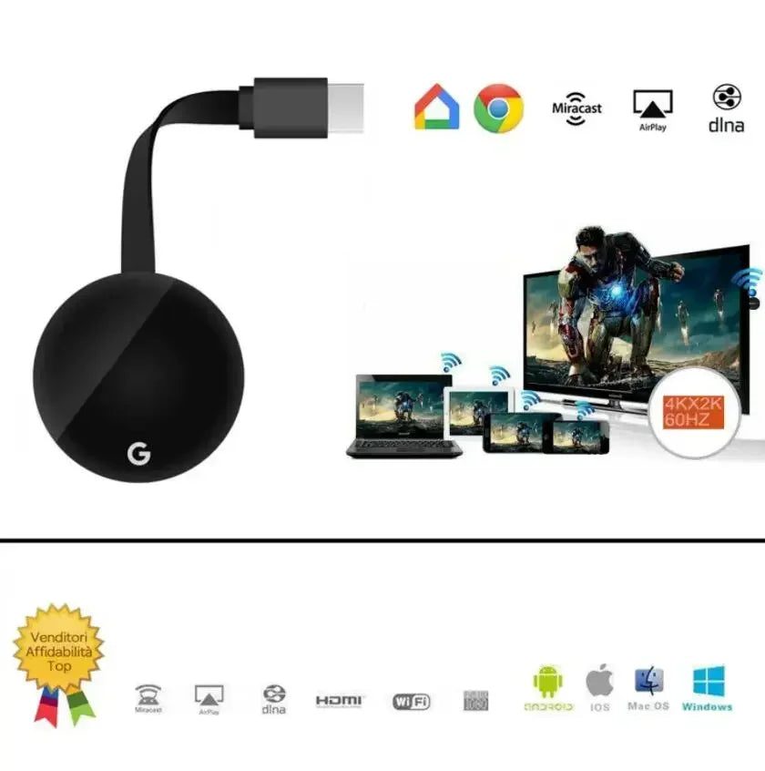 Chromecast Google Sans Fil WiFi Mirascreen HDMI-compatible HD Affichage Dongle Média Streaming Vidéo TV Maison Intelligente Pour ios/Android