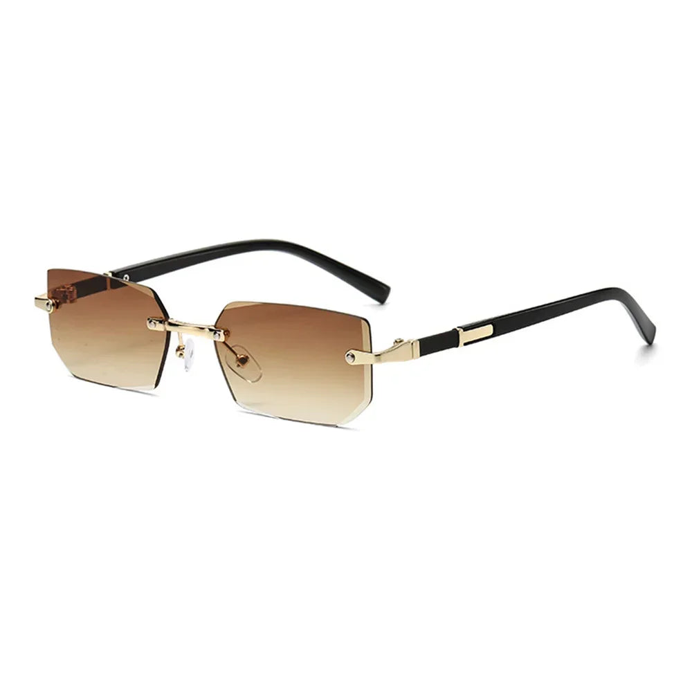 Randlose Sonnenbrille Rechteckig, Unisex Frameless Eyewear Designer Fashion Vintage Square Shade Y2k Sonnenbrille