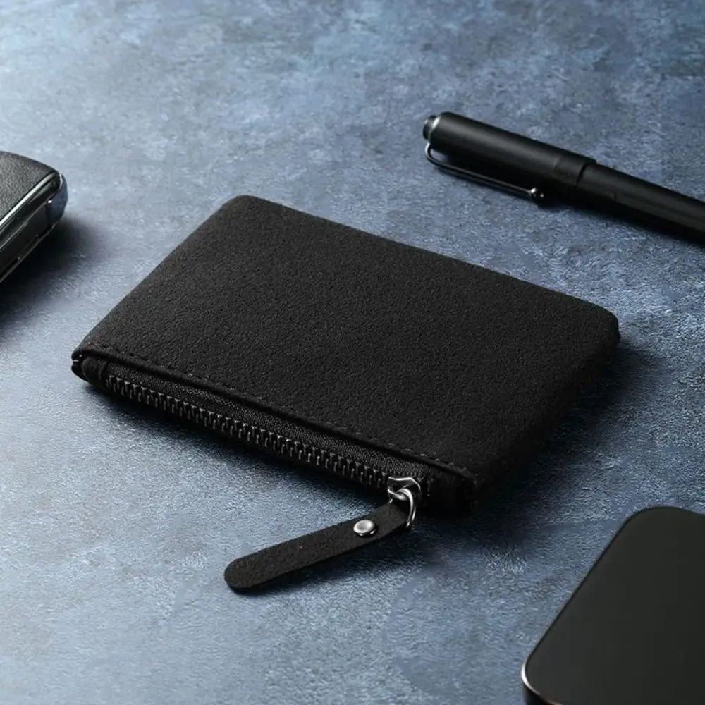 Mini portefeuilles tendance en PU, porte-monnaie, porte-cartes, sac d'argent, pochette à monnaie zippée pour femmes et hommes