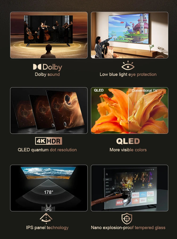 OEM 43/55/65/70 Zoll Android Smart TV - 4K UHD FHD Google TV für Hotelgewerbe, WiFi & HDMI