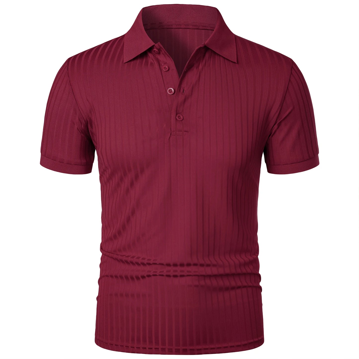 Herren Lauf-Sport-Fitnessbekleidung Sommer hochelastisches, vertikales Kurzarm-Polo-Shirt schlankes Strick-Basis-Shirt