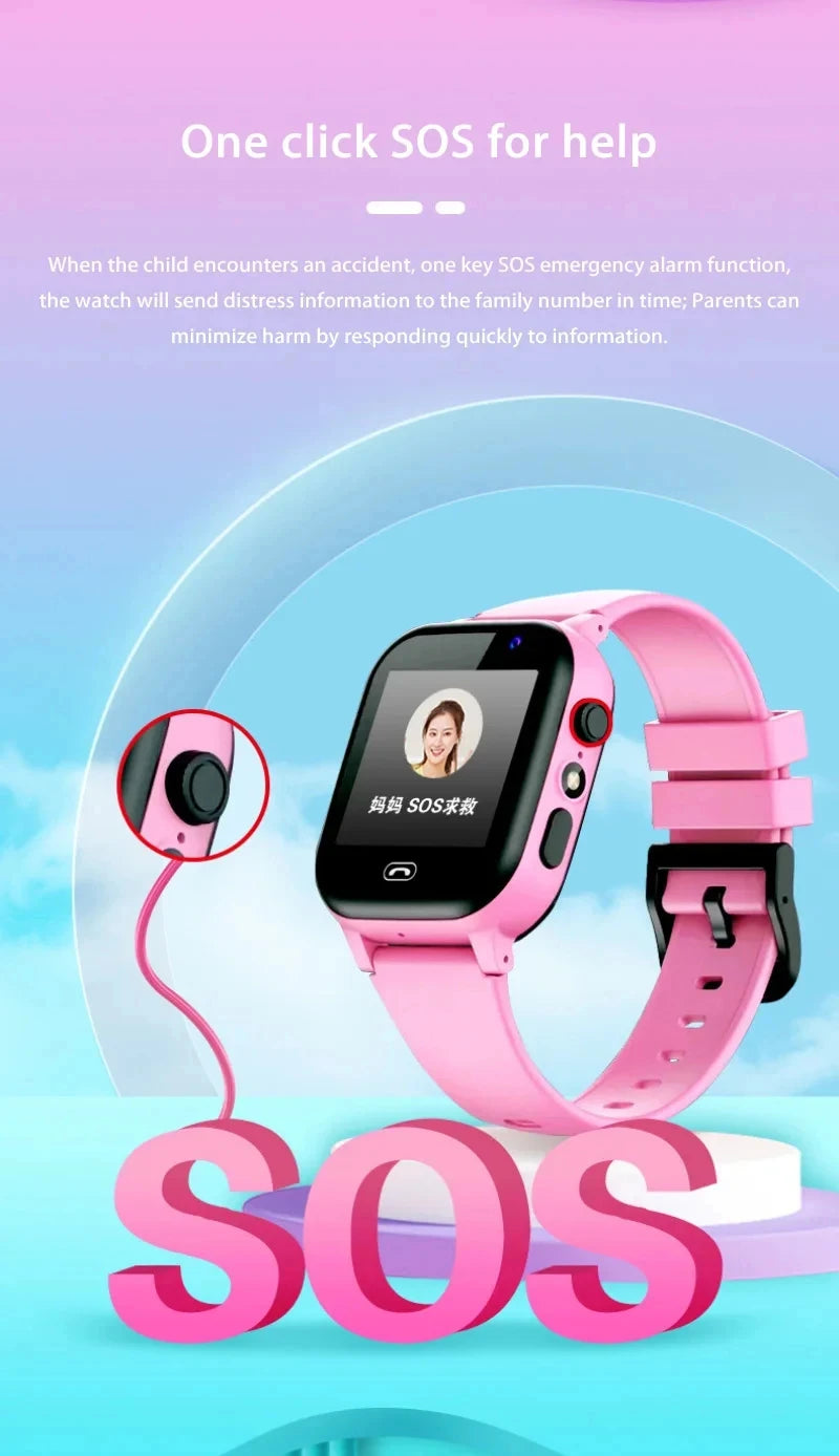 Montre intelligente pour enfants 5G GPS Localisation Appel vidéo Carte SIM SOS Caméra enfant Étanche Mise à niveau 2025 Pour garçons filles Ajouter des écouteurs