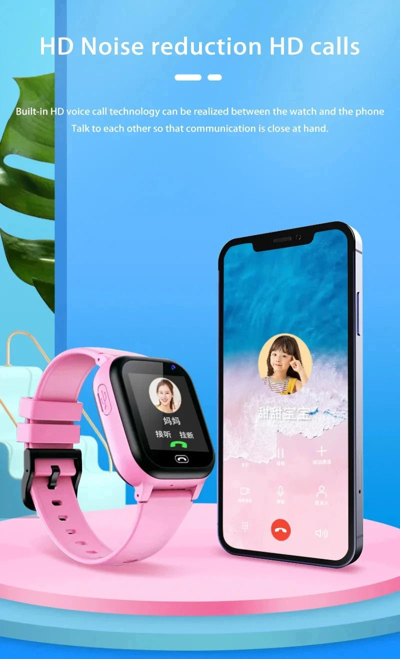Montre intelligente pour enfants 5G GPS Localisation Appel vidéo Carte SIM SOS Caméra enfant Étanche Mise à niveau 2025 Pour garçons filles Ajouter des écouteurs