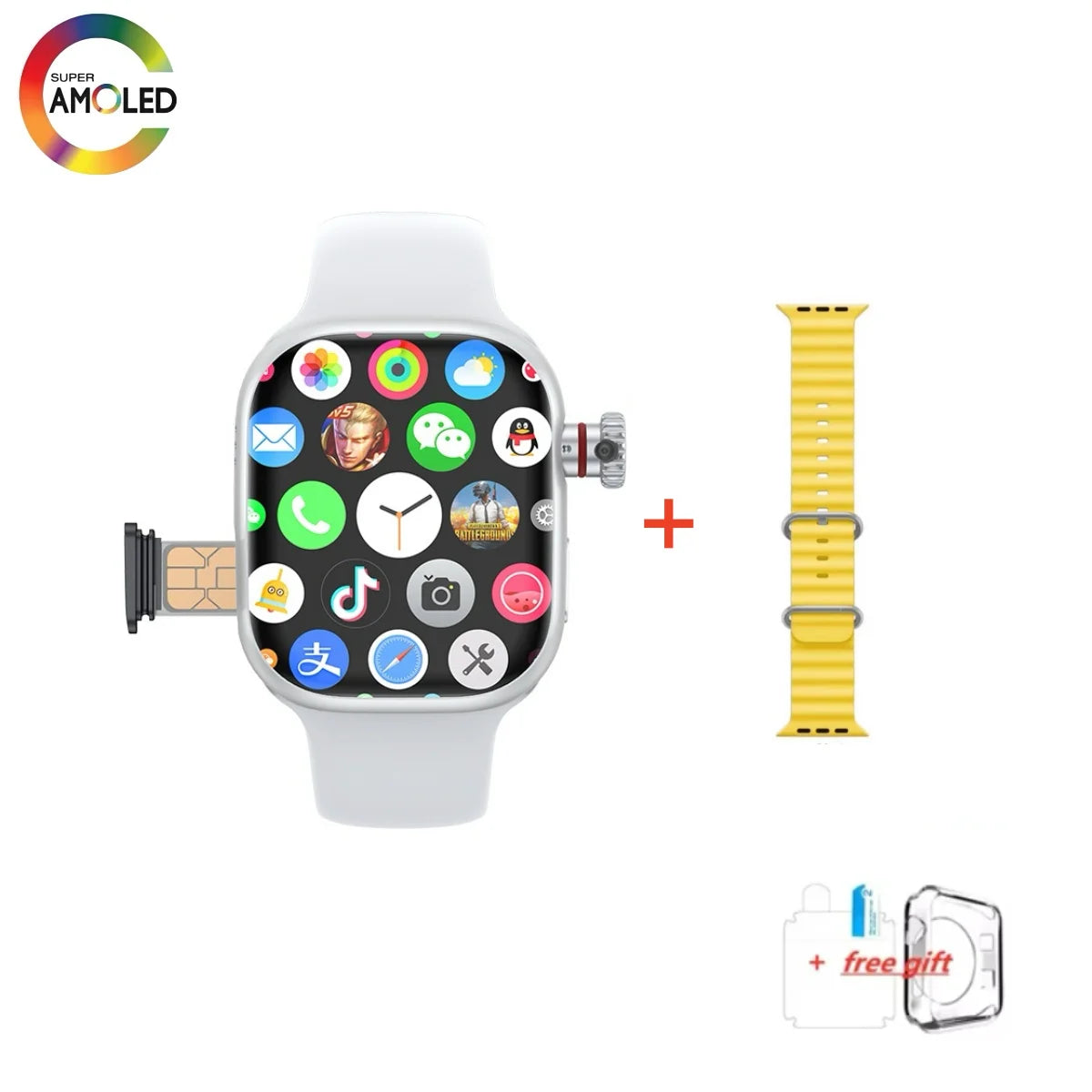 CD99 Uhr X 5G Smartwatch 2,29 Zoll AMOLED 5G LTE Smartwatch mit 180° drehbarer Kamera GPS WiFi SIM-Kartensteckplatz Gesundheitsüberwachung