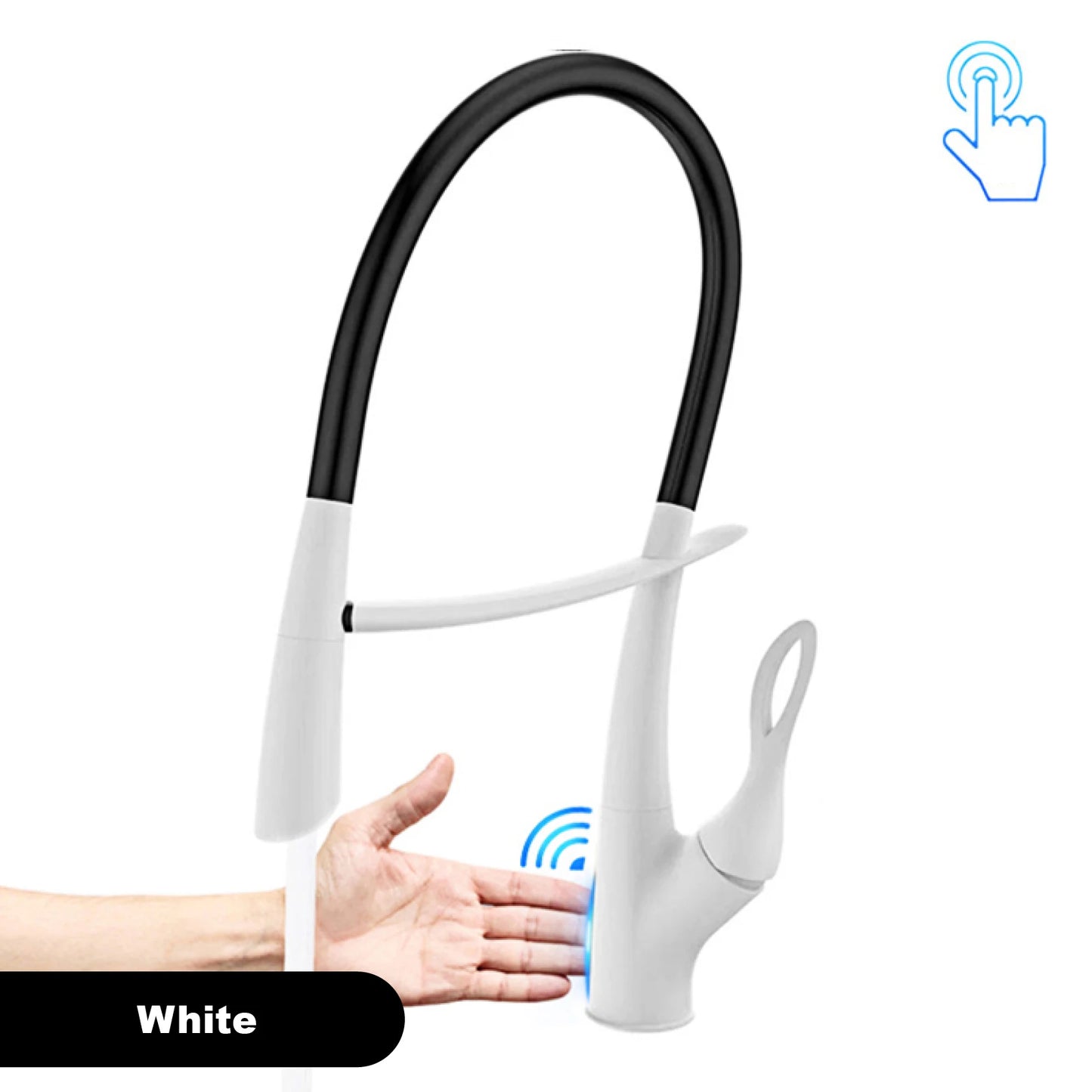 Mitigeur de cuisine Gestan en laiton brossé doré avec interrupteur tactile, cartouche céramique monotrou, robinet d'évier eau chaude et froide
