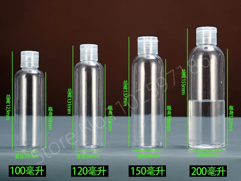 Lot de 30/50/100 flacons compressibles en plastique de 5 à 120 ml avec bouchon à clapet, en PET, pour lotion, shampoing, échantillons cosmétiques, flacons de voyage