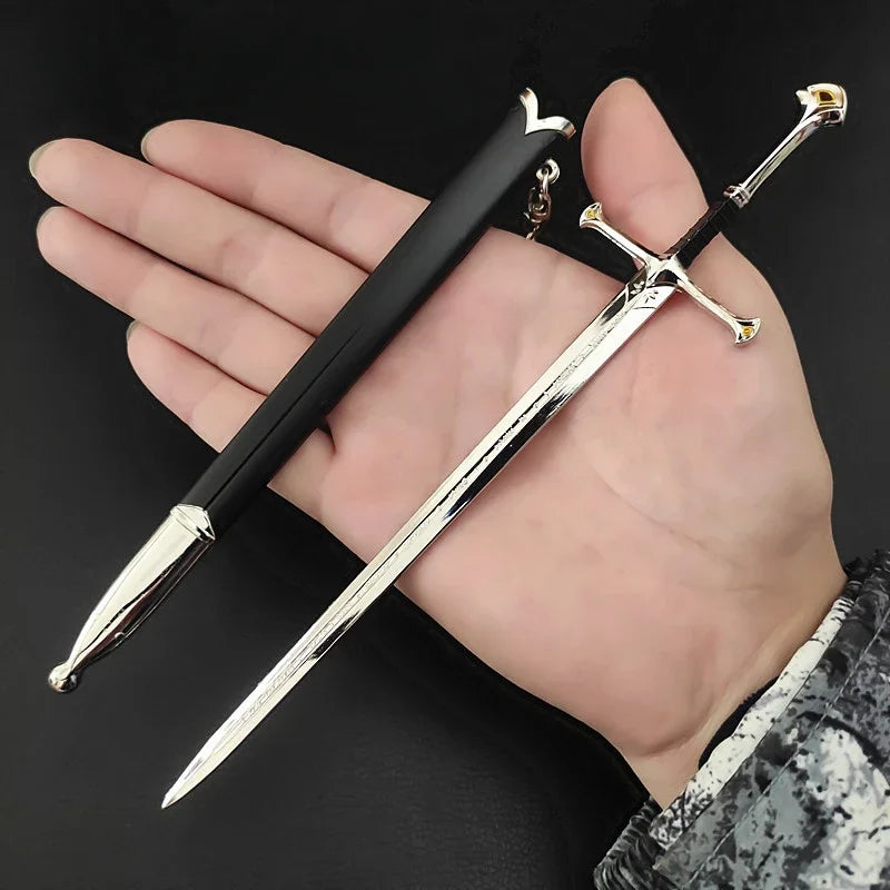 Épée de samouraï Katana en métal de 18-22 cm, arme médiévale Glamdring Aragorn Narthil, seigneur des anneaux, porte-clés, ornements, cadeaux, jouet