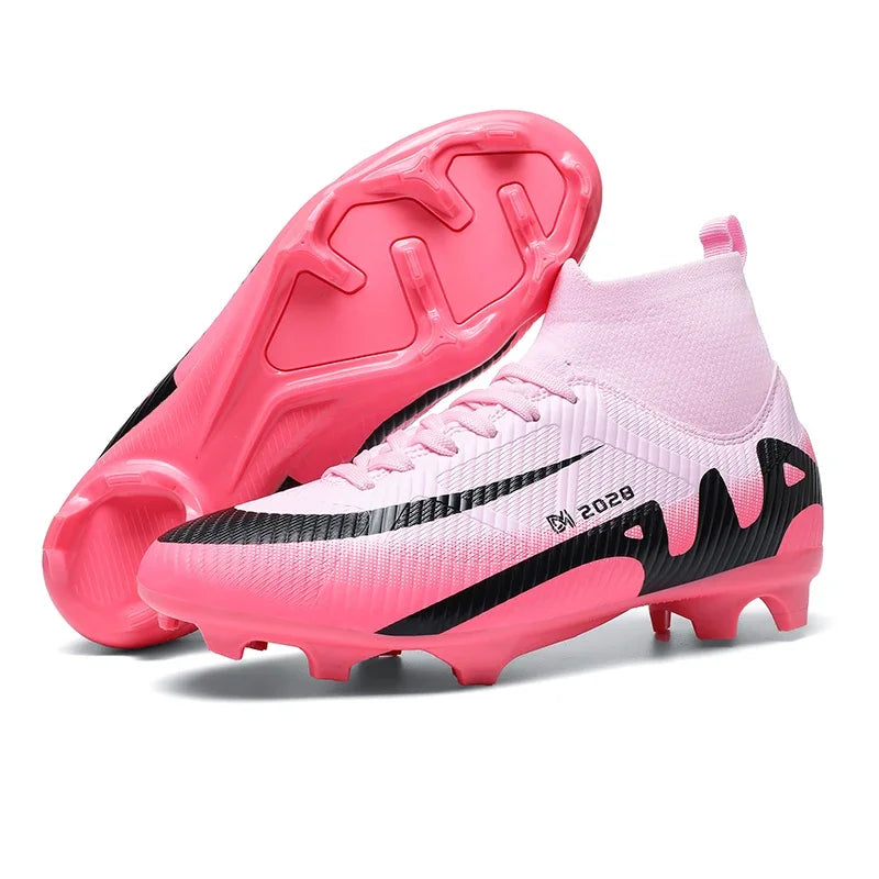 Chaussures de football roses tendance pour hommes, légères et professionnelles, chaussettes intégrées, chaussures de football pour hommes, antidérapantes, originales, baskets de football pour l'extérieur