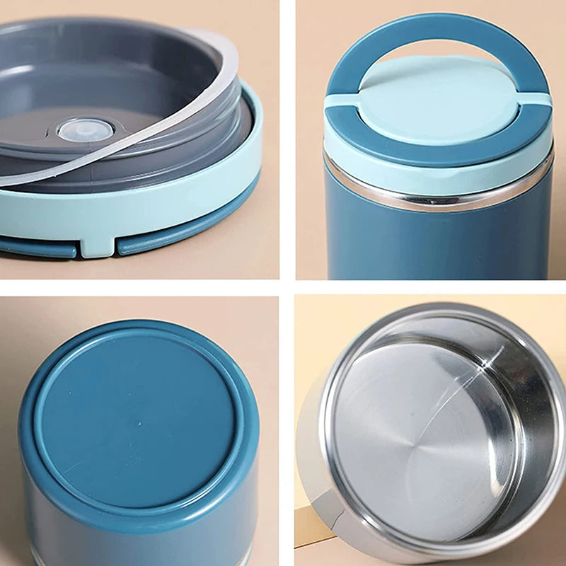 Boîte à déjeuner Étudiant Seau Scellé Anti-fuite Boîte Bento Ronde Multicouche Thermos Portable Boîtes à déjeuner Isothermes en Acier Inoxydable Nouveau