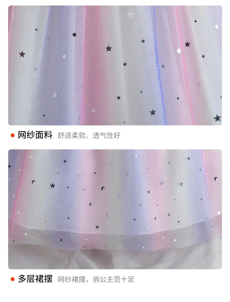 Kpop Demon Hunters Vêtements Enfants Robe de Princesse Manches Longues Printemps Robe Bébé Filles pour Fête d'Anniversaire Arc-en-ciel 2-8 Ans