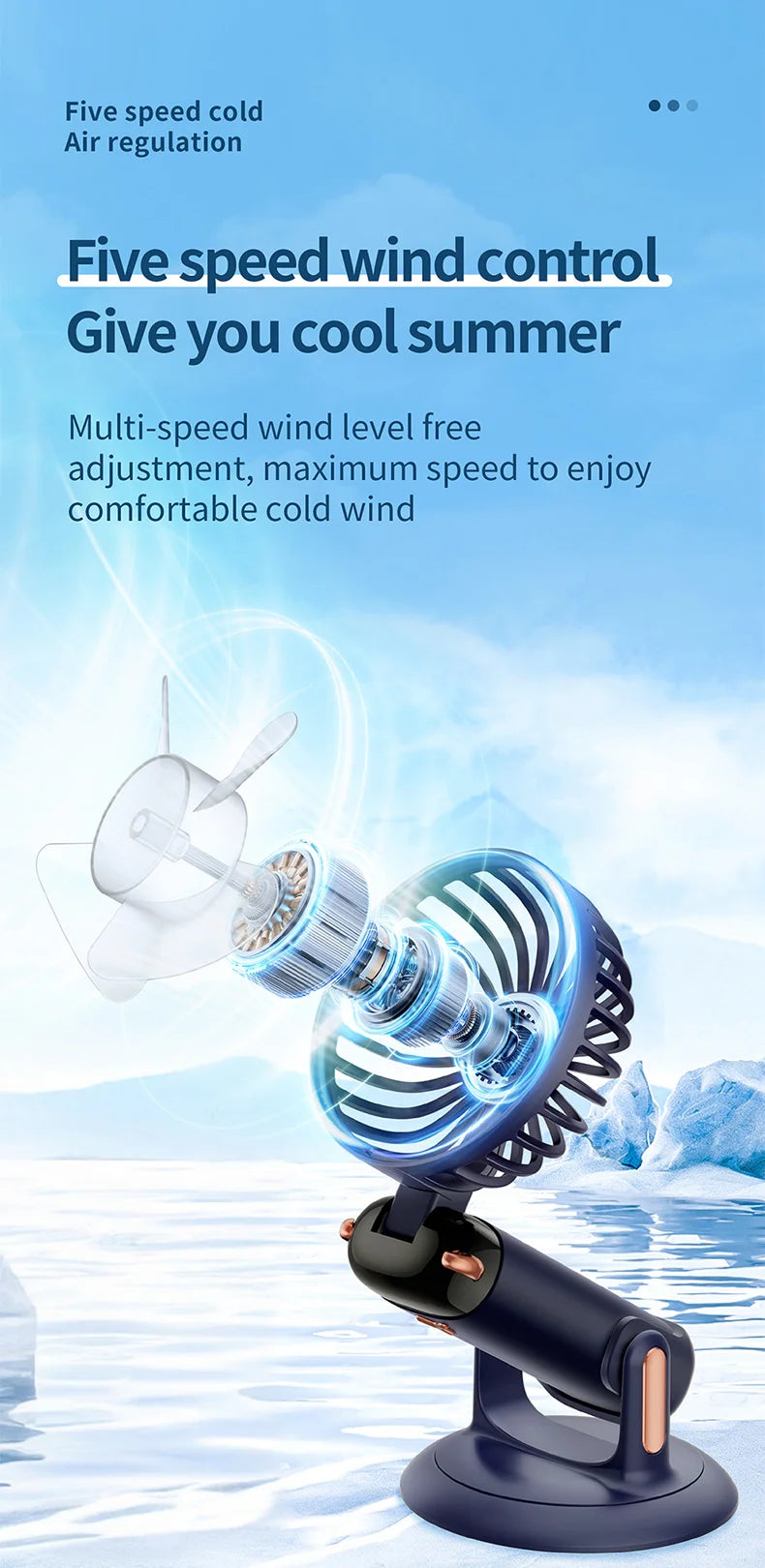 Mini ventilateur portable 3000 mAh pliable, à poser sur un bureau, à suspendre autour du cou, 5 vitesses, rechargeable par USB, support de téléphone, écran d'affichage
