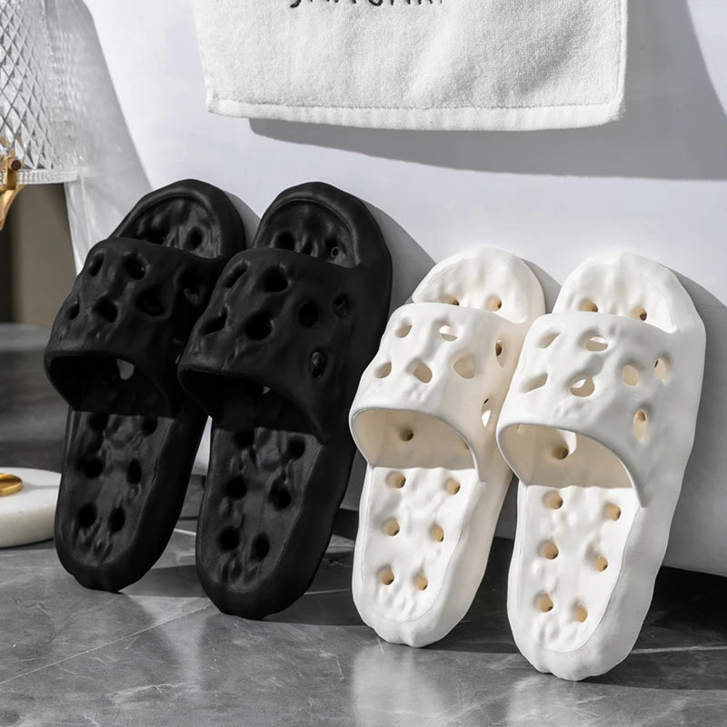 Men's Non-Slip Slide Sandals for Home, Breathable Quick-Dry House Slippers with Open Drainage for Indoor Shower Summer Wear