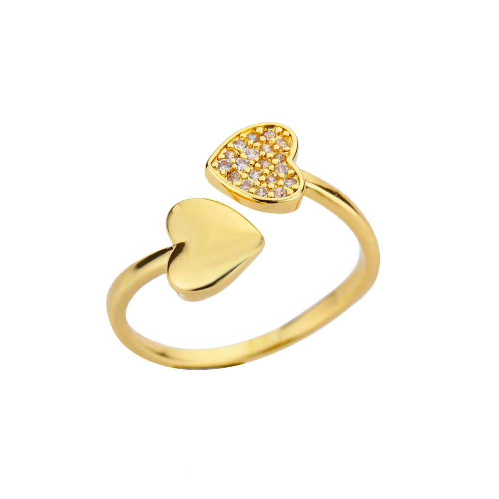 Edelstahlringe für Damen 2024 Trend Offener Goldfarbener Doppelperlenring Hochzeit Ästhetischer Schmuck Paar Geschenk anillos