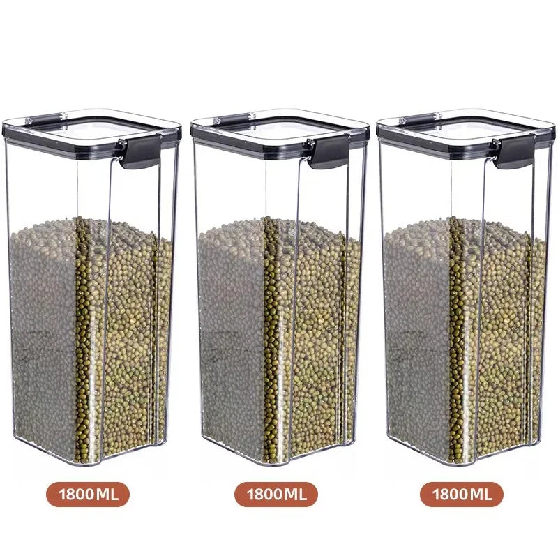 Bocaux scellés de 460 à 1800 ml, organisateur de cuisine pour le stockage des céréales, grand réservoir en plastique, boîte de rangement étanche à l'humidité, bocaux à condiments ménagers