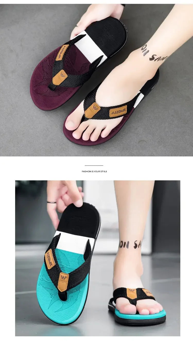 Man House Flip Flops Summer Breathable Beach Shoes EVA Slippers Sandals Men Luxury Flip Flops Soft Slippers Home Clogs Slides