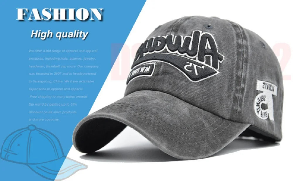 Casquette de baseball brodée pour femmes et hommes, nouvelle casquette de soleil unie printemps-été, casquettes de sport rétro lavables, casquette de pêche hip-hop
