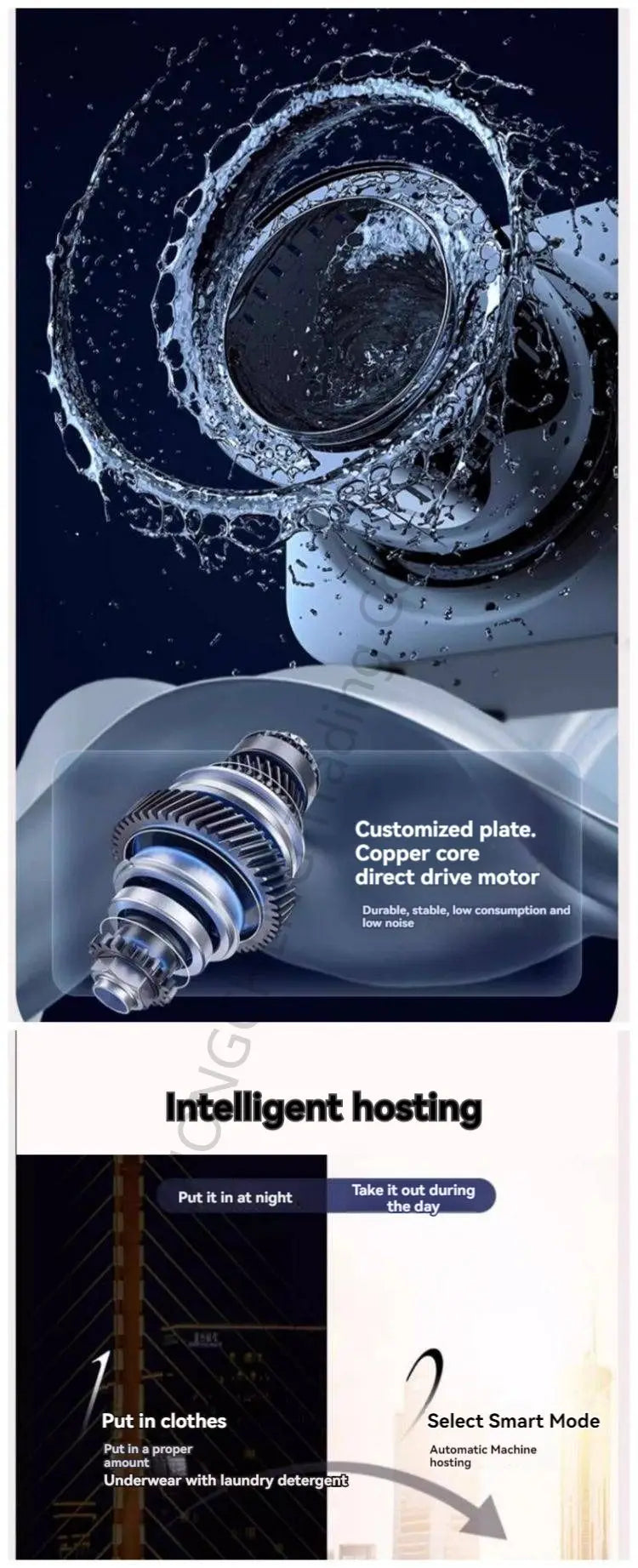 Small automatic wall-mounted smart underwear washer and dryer, suitable for both home and car use, 220V.