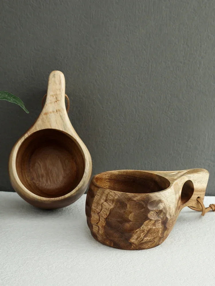 Holz Finnland Tasse Kreativ Outdoor Camping Reise Holzbecher Nordischer Stil Handgemachte Milch Kaffee Bar Bierkrüge