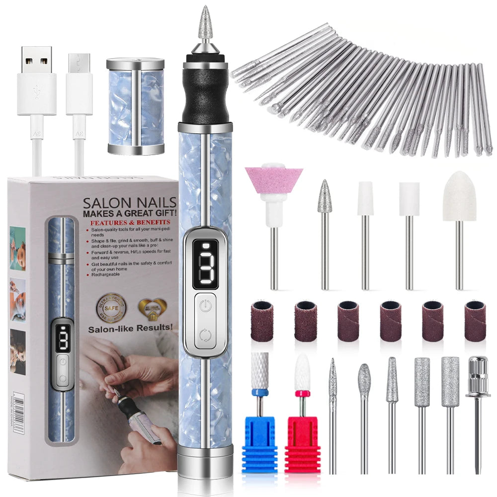 YIKOOLIN Tragbares elektrisches Nagelbohrerset, 4 Geschwindigkeiten, professionelles Maniküre-Pediküre-Set für Nagelsalons, Peeling und Polieren
