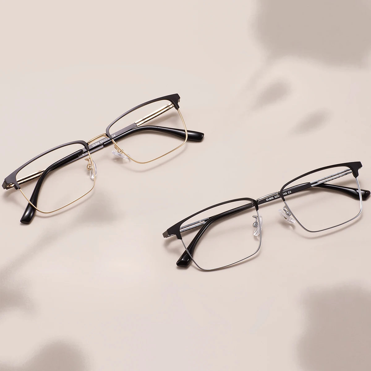 Monture de lunettes rectangulaires confortables en métal avec barre supérieure, pour hommes d'affaires, avec monture complète, pour verres correcteurs optiques