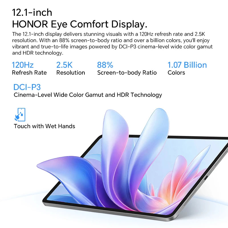 Nouvelle HONOR Pad 10 Version Globale 2025 Écran Confort Visuel HONOR 12,1" WIFI 2.5K Batterie Haute Densité d'Énergie 10100mAh MagicOS 9.0