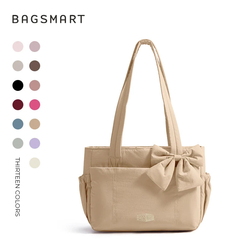 BAGSMART Sac fourre-tout trois tailles avec plusieurs poches, sac à main gonflé, sac à bandoulière décontracté, sac fourre-tout grande capacité