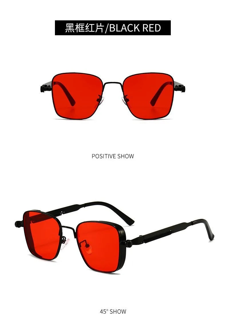 New Eyeglasses Vintage Steampunk Square Metal Sunglasses Fashionable Versatile Unisex Eyewear Unique Statement Style Sun Glasses