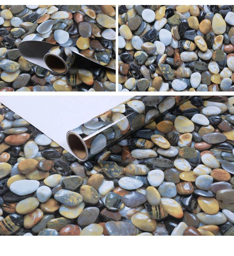 PVC Kiesel Marmor Tapete Badezimmer Wasserdichte Fliesenaufkleber Küche Arbeitsplatte Fensterbank Desktop Selbstklebende Haushaltsfolie