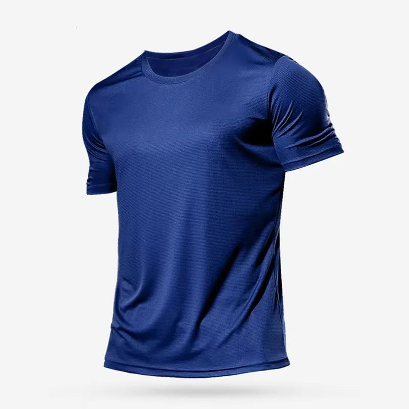 T-shirt de sport pour homme, à manches courtes, séchage rapide, évacuant l'humidité, col rond, pour l'entraînement, la course, la gym, le sport, léger