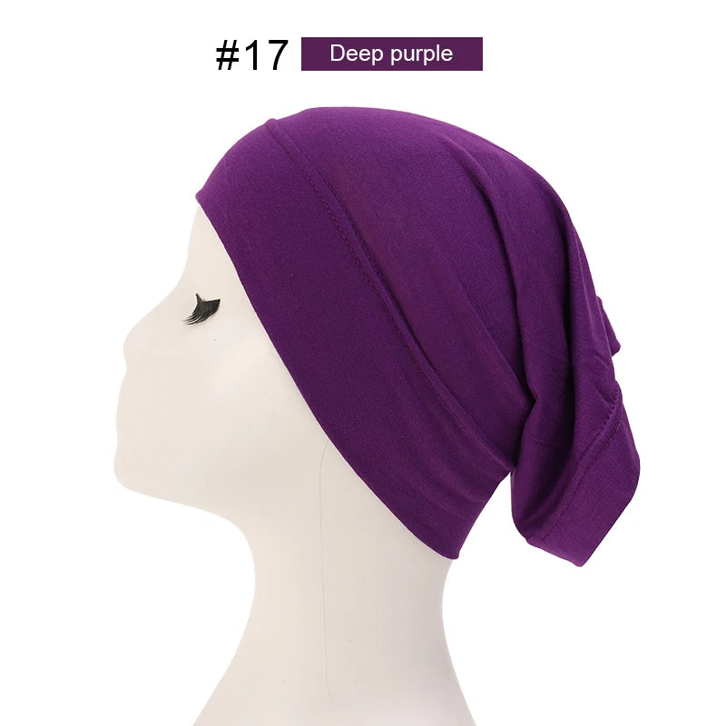 Bonnet Hijab Musulman Turban Foulard Coton Modal Voile Uni Casquette Sous Écharpe Musulmane Femme Foulard Turban Hijabs Chapeau Islamique