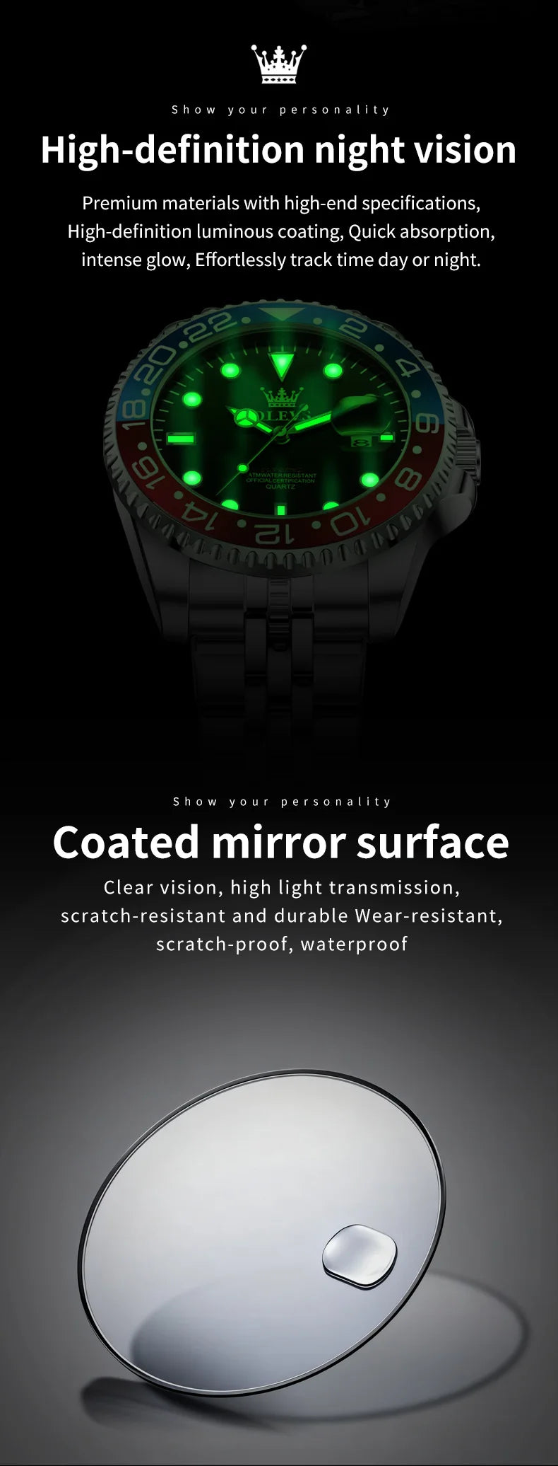 OLEVS 5657 Montre Homme Originale Acier Inoxydable Date Quartz Étanche Lumineuse Montres de Sport Pour Homme Cadeaux Boîte Reloj