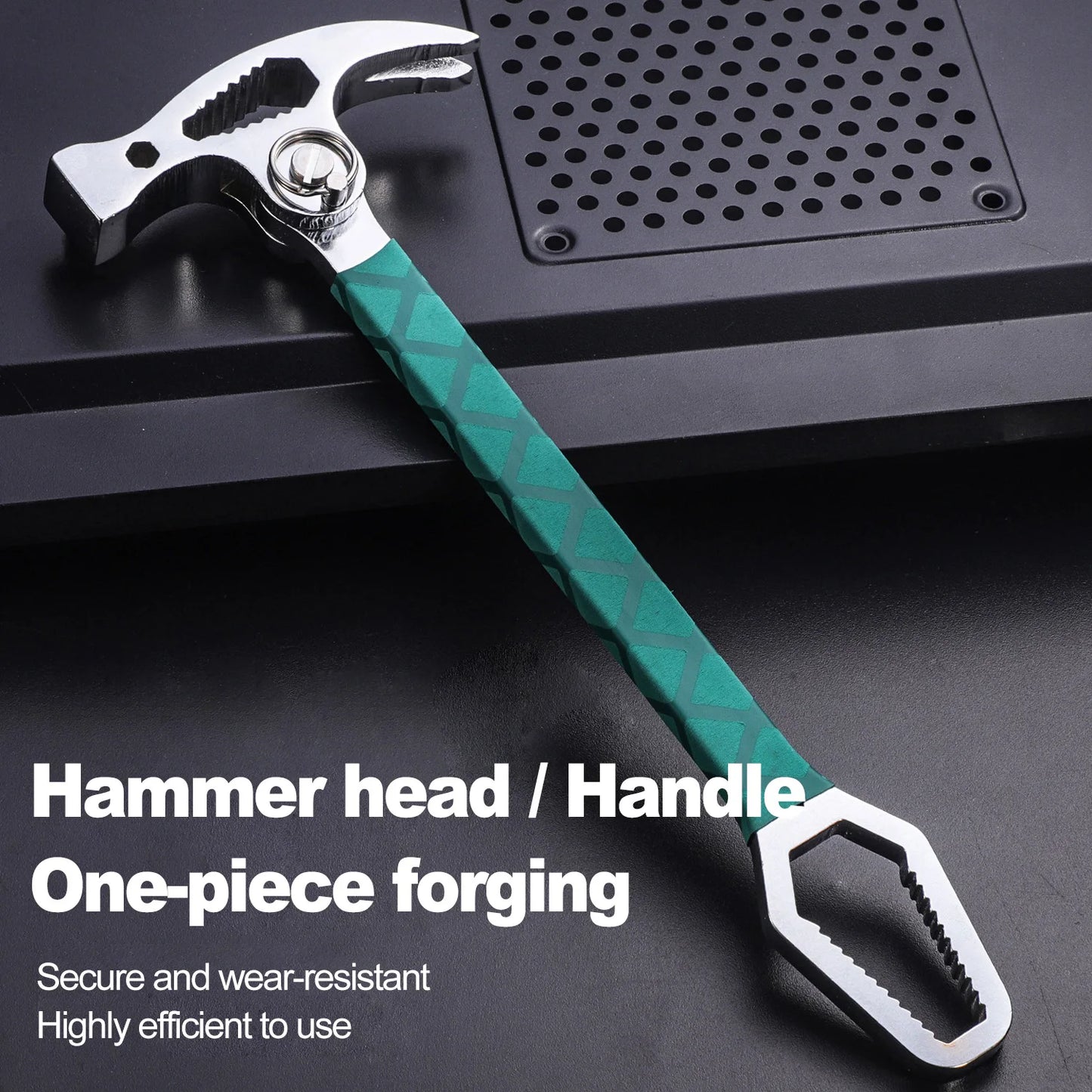 Multifunktionaler Schafshornhammer, angeschlossener Hammer, universeller Schraubenschlüssel, Brecheisen, Nagelheber, Holzbearbeitungshammer, klappbarer Schafshornhammer