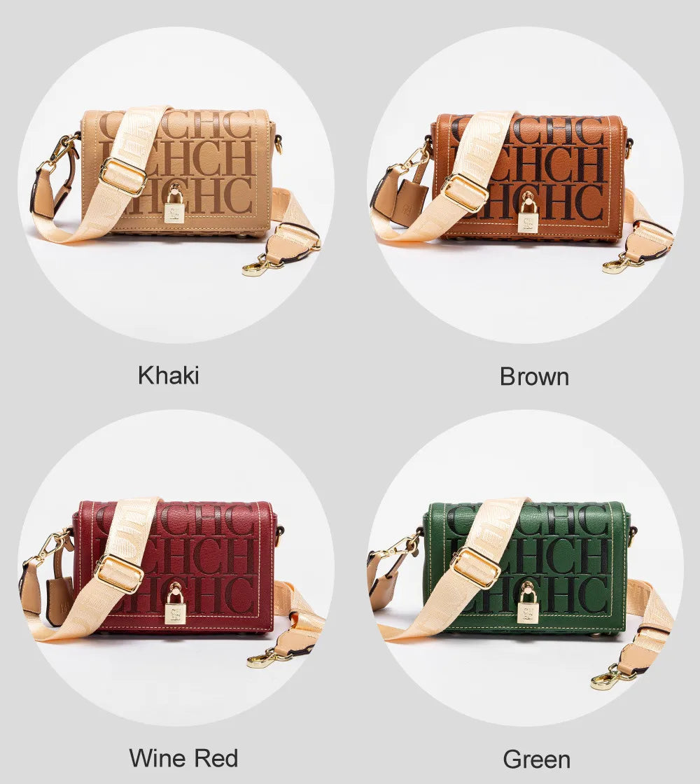 CH Womens Shoulder Bag Luxury Brand 2025 Fashion Solid Color Printed Handbag Fashion Design Model Metal Accessories Buckle