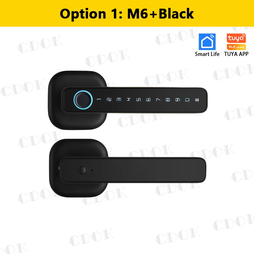 Serrure intelligente CDOK 2025 Nouvelle M6 Tuya Bluetooth, serrure de porte, serrure à empreinte digitale, serrure à mot de passe, méthodes de déverrouillage multiples