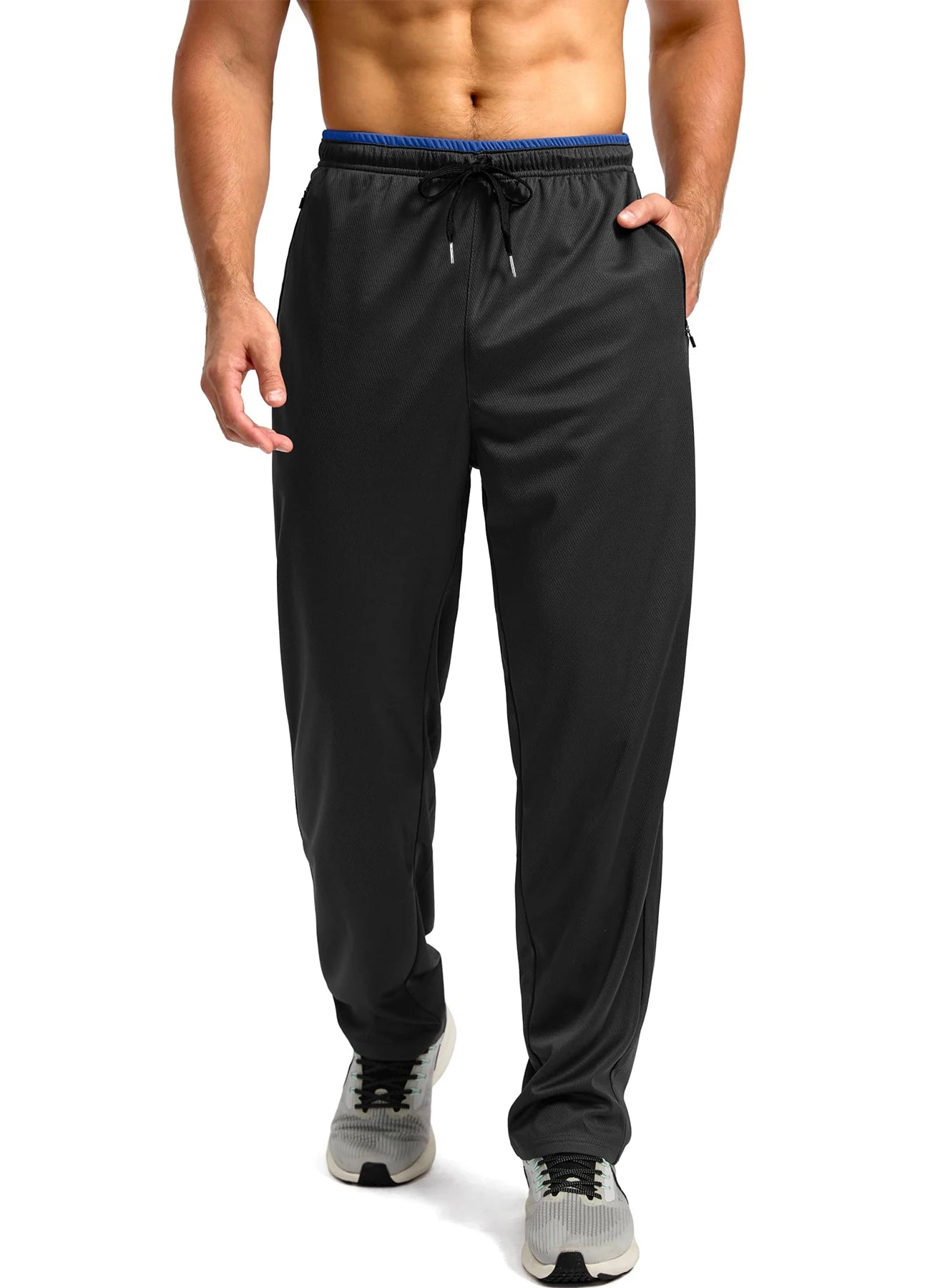 Pantalon de sport léger, respirant et à séchage rapide pour homme, avec taille élastique et poches zippées, idéal pour la gym, les loisirs, la course et la randonnée