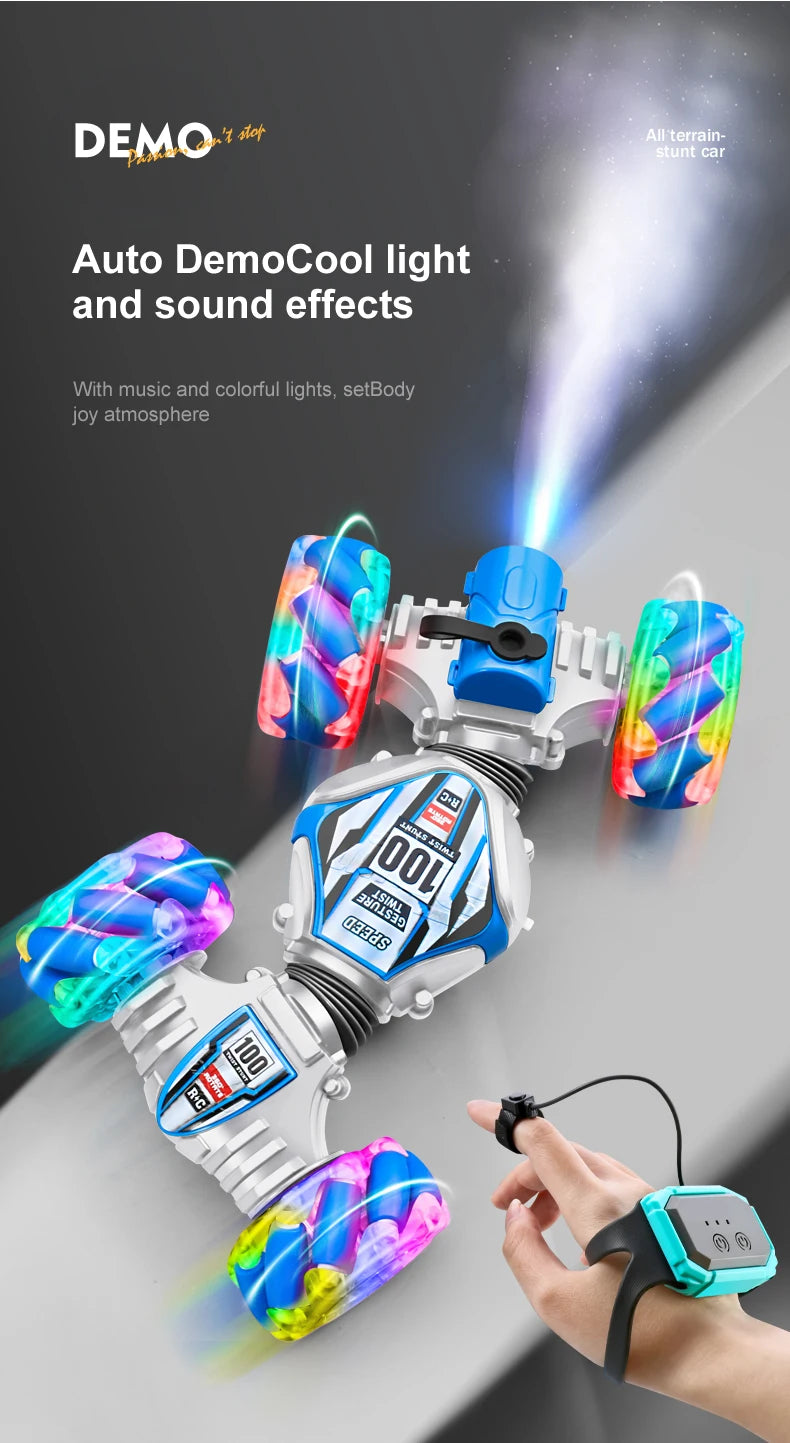 Top RC Stunt Car 2.4G Ferngesteuertes Auto RC Uhr Gestensensor LED Rotation Geschenk Elektronisches Spielzeug für Kinder Jungen