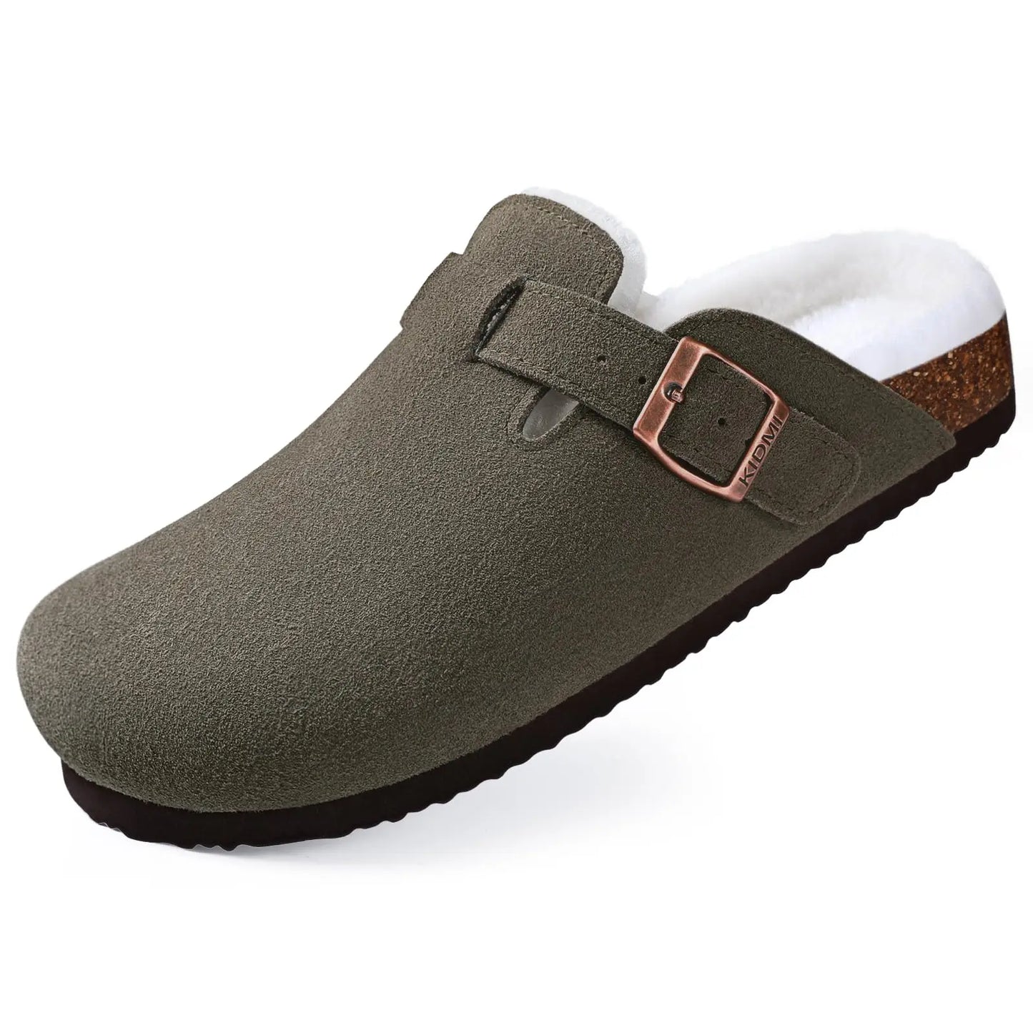 KIDMI Wildleder-Clogs für Damen Herren Pantoletten Korkfußbett Sandalen mit Fußgewölbestütze Modische rutschfeste Outdoor-Strandschuhe Hausschuhe