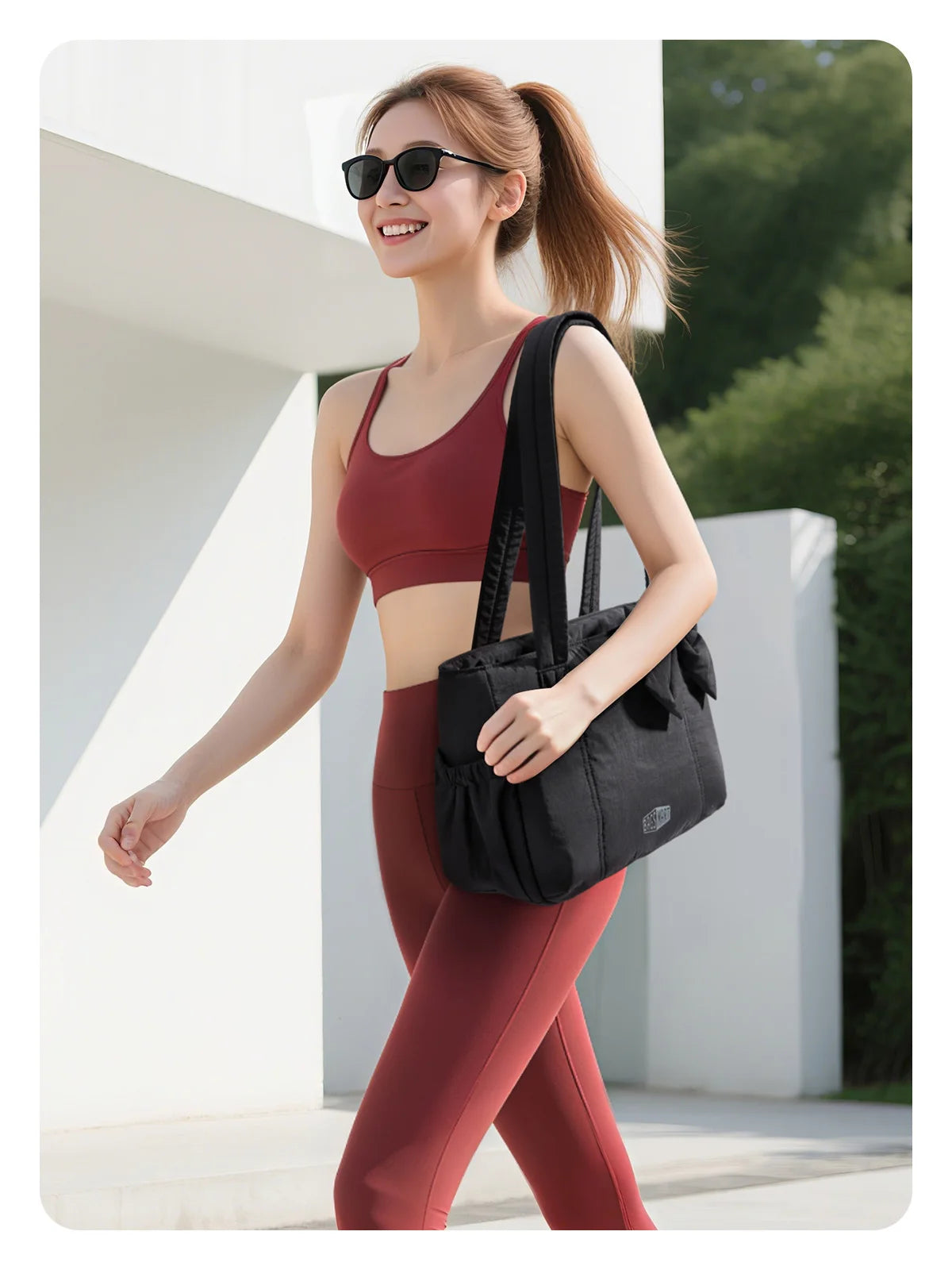 BAGSMART Sac fourre-tout trois tailles avec plusieurs poches, sac à main gonflé, sac à bandoulière décontracté, sac fourre-tout grande capacité