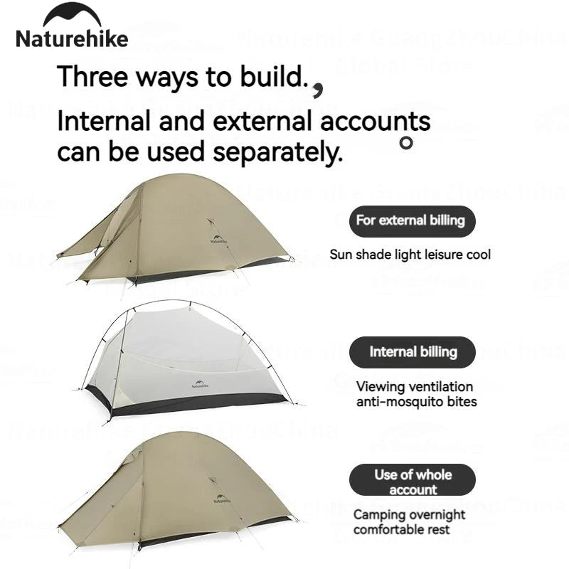 Naturehike Cloud Up Pro Tent 1/2/3 Person Lightweight 20D Nylon Waterproof Outdoor Camping Hiking Backpacking Ultralight Tent