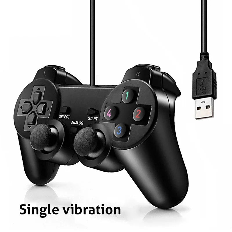 Manette de jeu USB filaire avec double vibration analogique pour console PS2 PlayStation 2 PC, prête à l'emploi