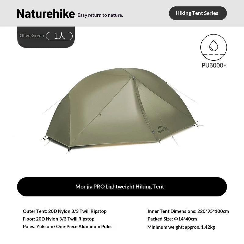 Naturehike Mongar UL BASE PRO 123 People Tent Trekking Backpacking Shelter Tent 20D Nylon Waterproof Ultralight Outdoor Camping