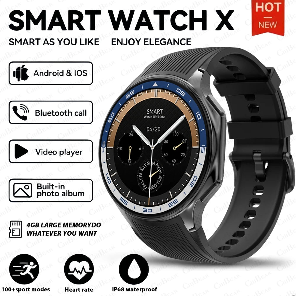 OPPO DT Watch X Montre Connectée Bluetooth avec Appel, 4 Go de Mémoire, Enregistrement, Lecture MP3+MP4, Son Surround Visuel 3D, Smartwatches Homme 2025 Nouveau