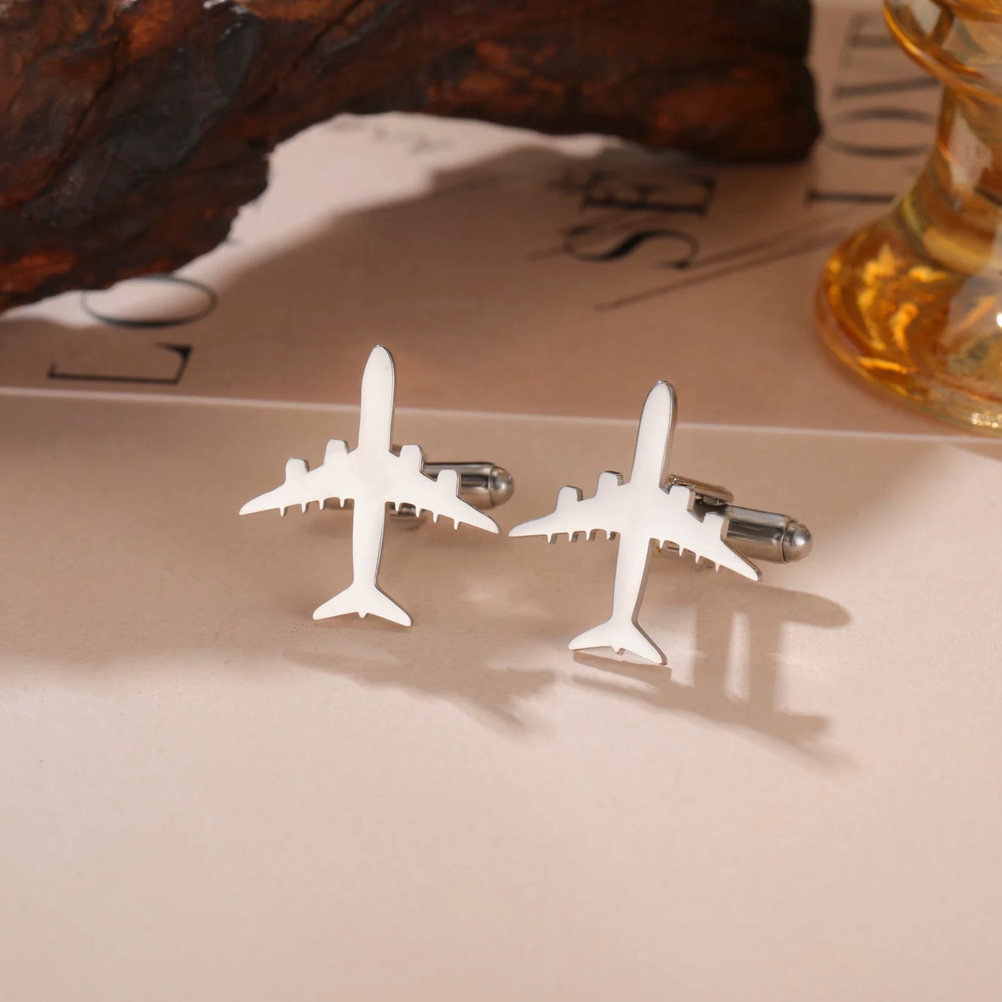 Boutons de Manchette Avion Cazador pour Homme Accessoires Cadeau Pilote Boutons de Manchette de Chemise en Acier Inoxydable Vente en Gros Mariage Anniversaire Tendance