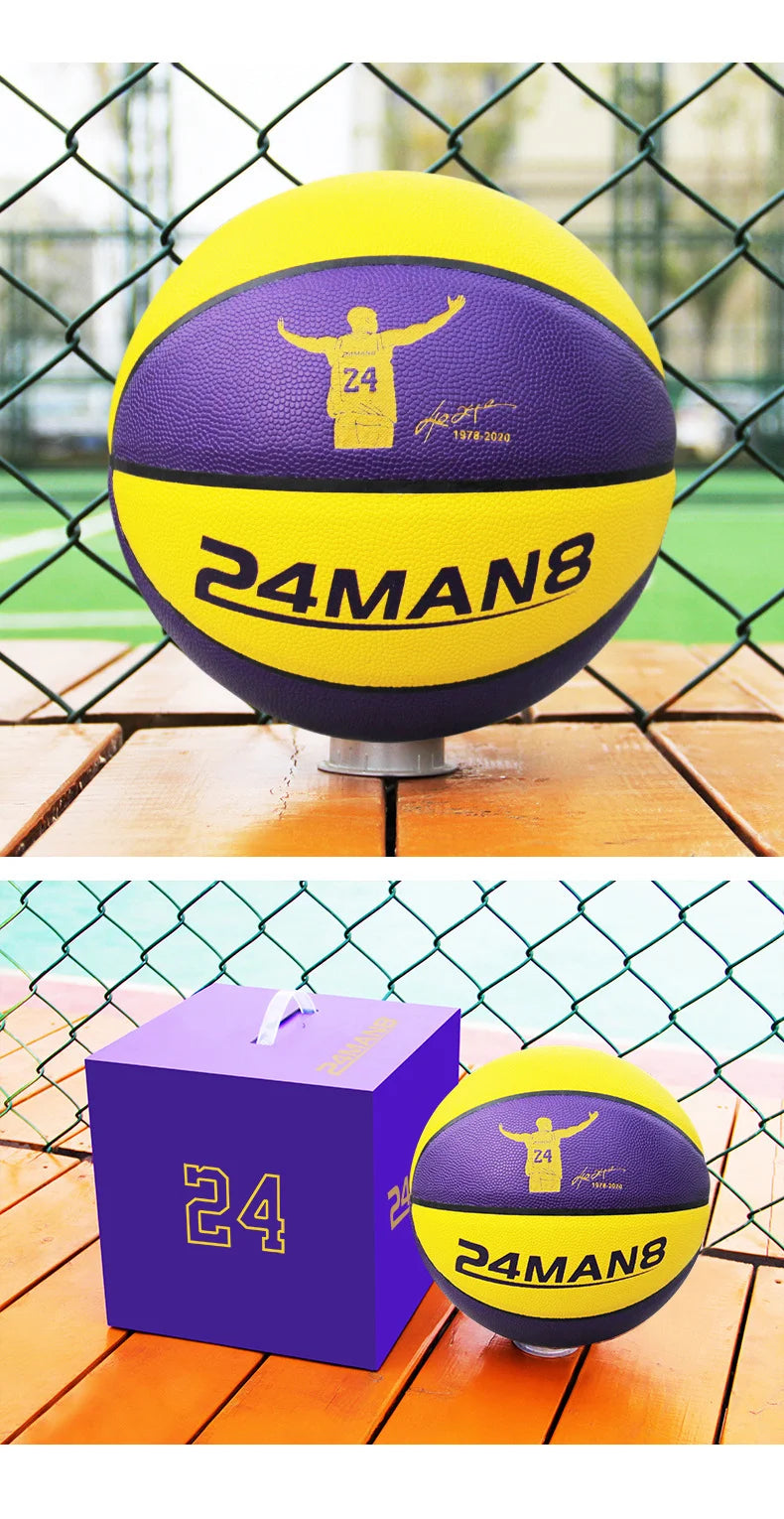 Ballon de basket silencieux taille 7# Dribble intérieur en mousse sans air rainurée Ballon de basket silencieux Dribble extérieur Entraînement Ballon Kobe Cadeau