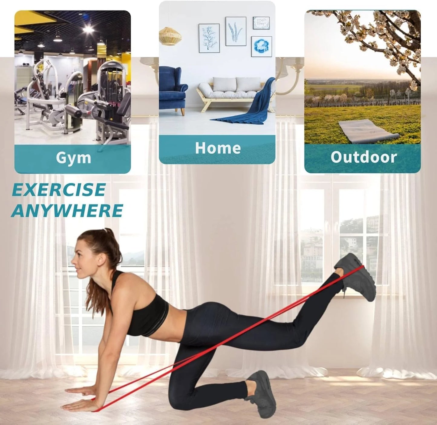 7 niveaux de bande de résistance robuste Agilité Entraînement Équipement de gymnastique Accessoires de yoga Pilates Bande élastique Gymnastique à domicile